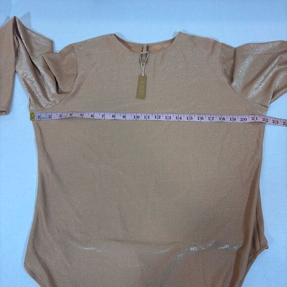 SKIMS Shimmer Long Sleeve Bodysuit Ochre Size 4x NEW with tags Thong - Picture 15 of 16